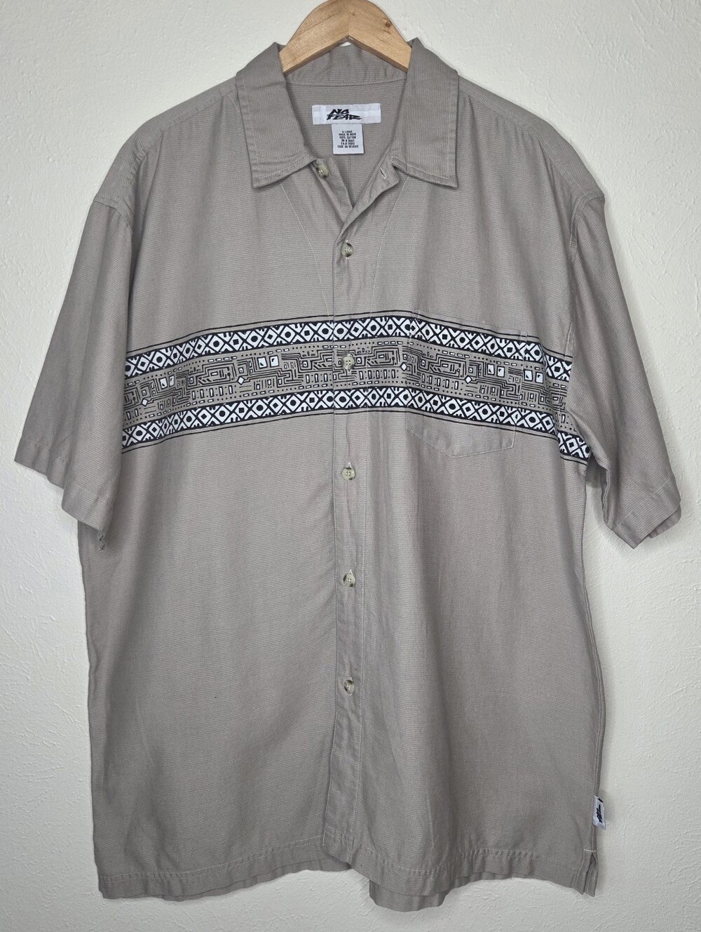Vintage Y2K No Fear Tribal Stripe Button Up Camp Shirt NWT XL READ